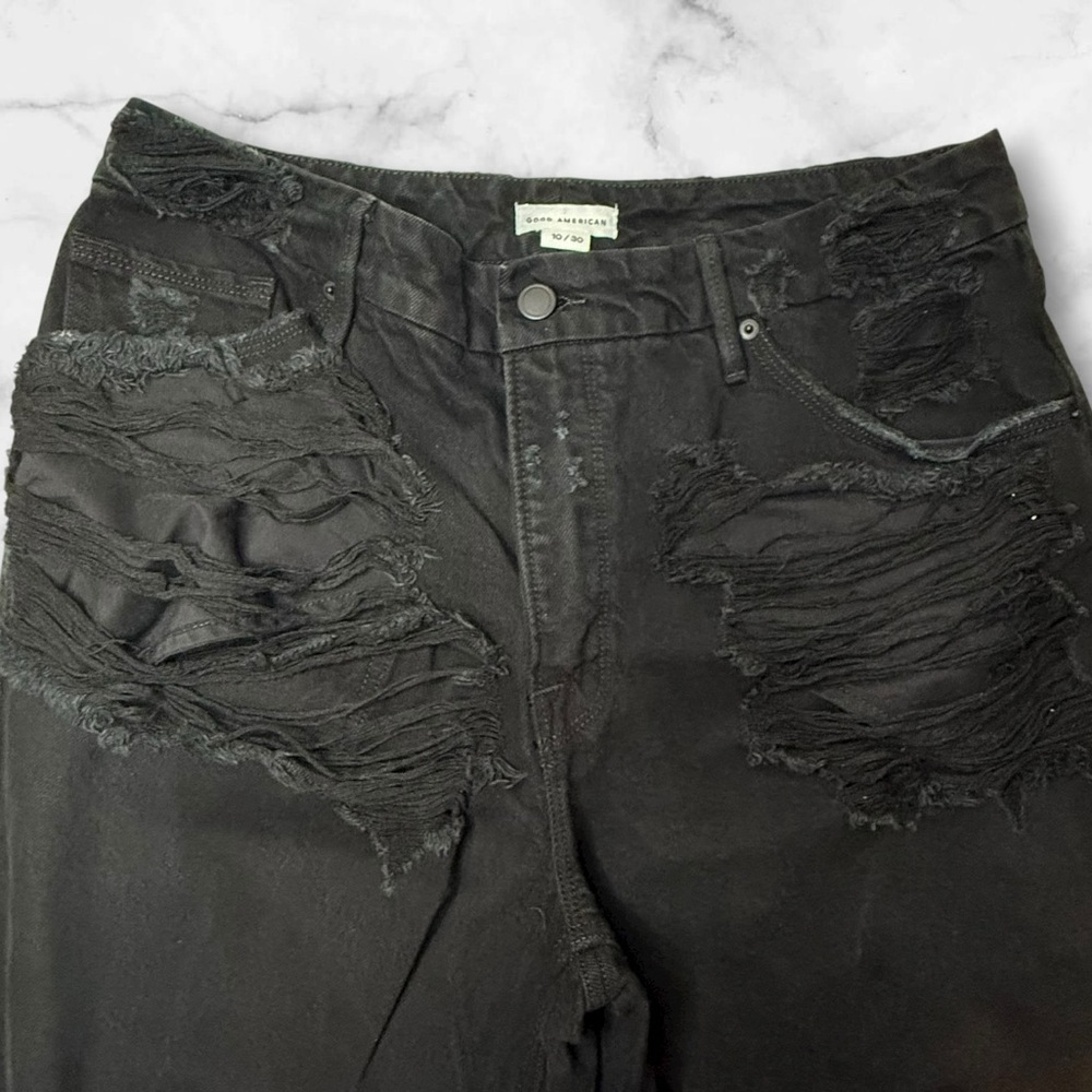👖 Good American | Good Legs Distressed Jeans | Black |  Size 10/30 - Picture 6 of 12